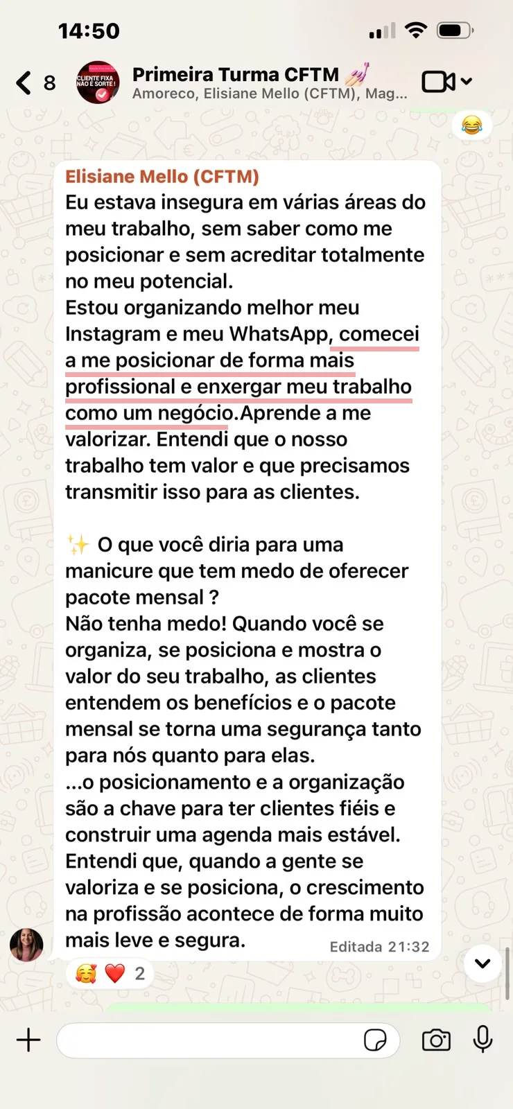 Depoimento da aluna Elisiane Melo sobre se posicionar e se valorizar depois do método
